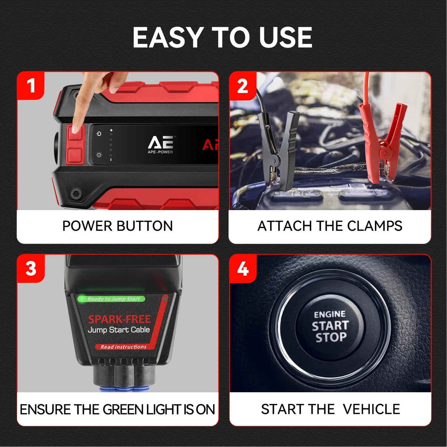 APE10000 12V 2000A Car Jump Starter