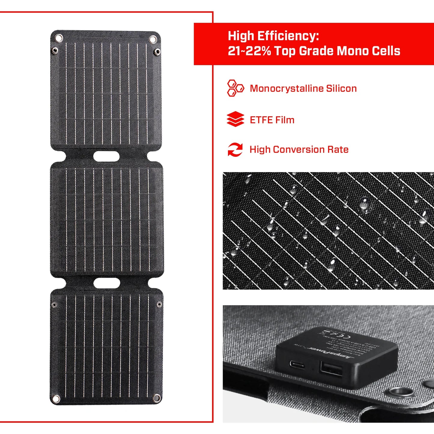 APE waterproof solar charger - JumpsPower  Aust 22-23% Conversion Rate solar panles