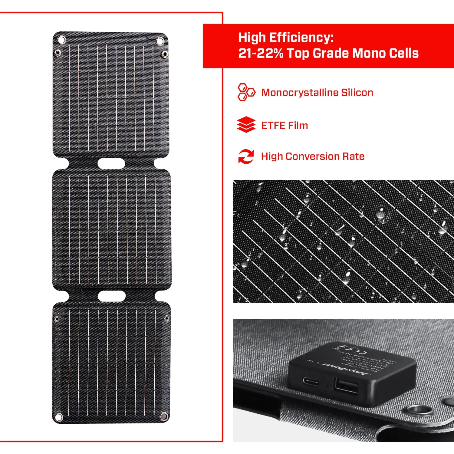 APE waterproof solar charger - JumpsPower  Aust 22-23% Conversion Rate solar panles